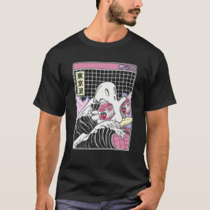 Surfing Ghost Strawberry Milk Cartons Anime Kawaii T-Shirt