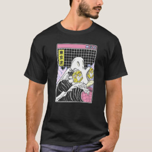 Surfing Ghost With Banana Milk Cartons Japan Wave  T-Shirt