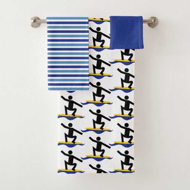 Surfing gifts, surfer on his surfboard custom bath towel set (Insitu)