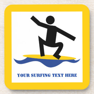 Surfing gifts, surfer on his surfboard custom coaster