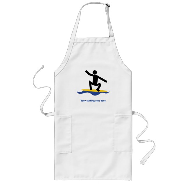 Surfing gifts, surfer on his surfboard custom long apron (Front)