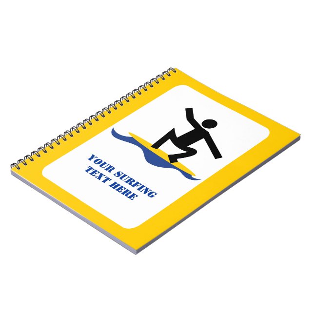 Surfing gifts, surfer on his surfboard custom notebook (Left Side)