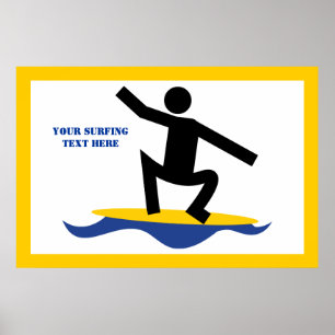 Surfing gifts, surfer on his surfboard custom poster