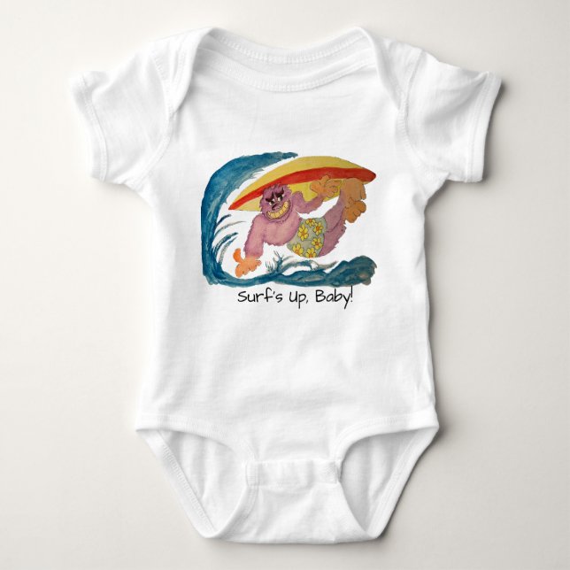 Surfing Gorilla Baby Bodysuit (Front)