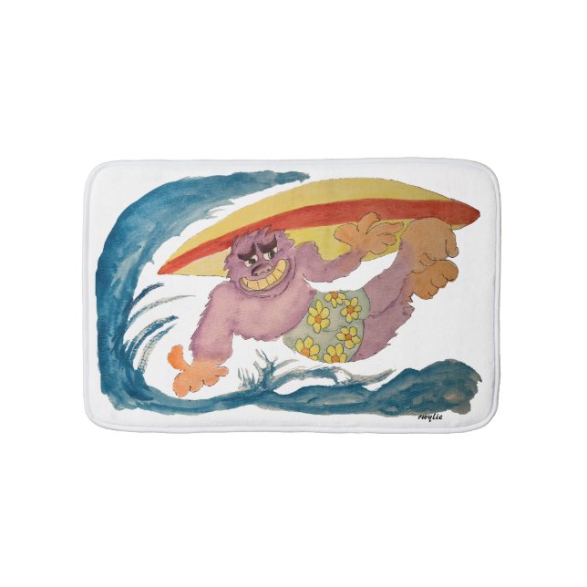 Surfing Gorilla Bath Mat (Front)
