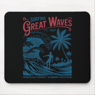 Surfing Great Waves Honolulu Hawaii Summer Vacatio Mouse Pad