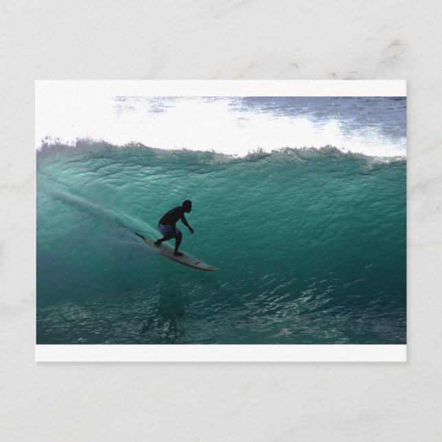 Surfing green wave Bali Postcard (Front)