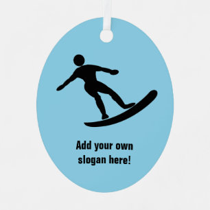 Surfing Guy on Board - customize with name / text Metal Tree Decoration