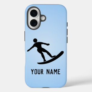  Surfing Guy on Surfboard, classic pose - add name iPhone 16 Case