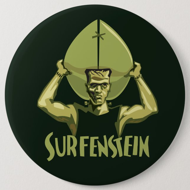 Surfing Halloween Frankenstein 6 Cm Round Badge (Front)