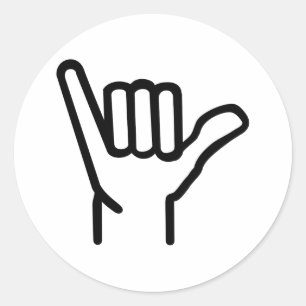 Surfing hand classic round sticker