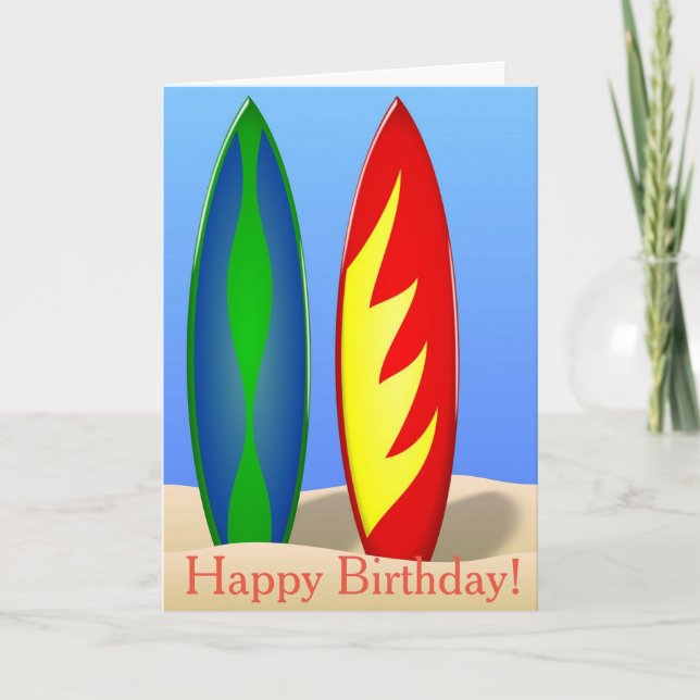 Surfing. Happy birthday. Card (Front)