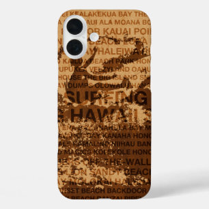Surfing Hawaii Cutback Faux Wood Surfer -Koa iPhone 16 Plus Case