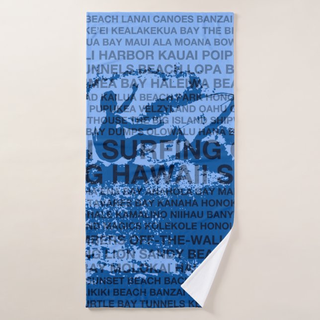 Surfing Hawaii Cutback Hawaiian Surfer - Blue Bath Towel Set (Bath Towel)