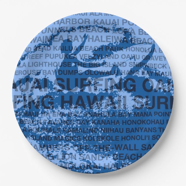 Surfing Hawaii Cutback Hawaiian Surfer Paper Plate (Front)