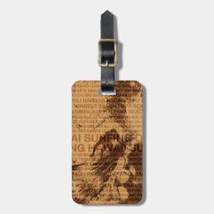 Surfing Hawaii Green Room Faux Wood Luggage Tags