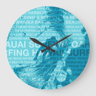 Surfing Hawaii Green Room Hawaiian Clock