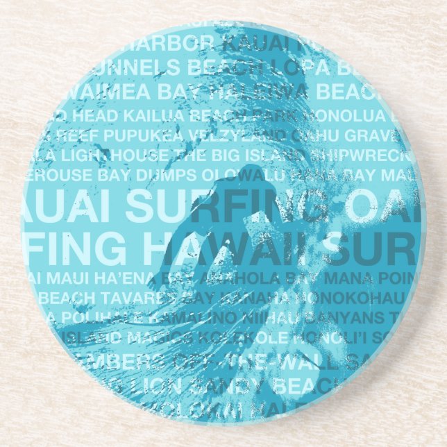 Surfing Hawaii Green Room Hawaiian Stone Coaster (Front)