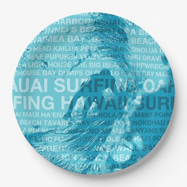 Surfing Hawaii Green Room Hawaiian Surfer Paper Plate (Front)