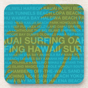 Surfing Hawaii Palm Trees Hawaiian Coasters