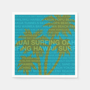 Surfing Hawaii Palm Trees Hawaiian Tropical Napkin
