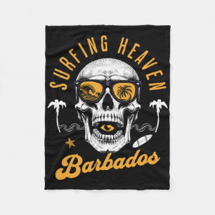 Surfing Heaven Skull Rdos Tropical Wave Sunset Vib Fleece Blanket