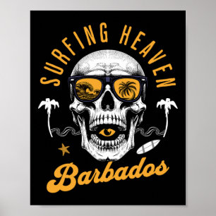 Surfing Heaven Skull Rdos Tropical Wave Sunset Vib Poster