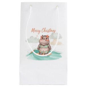 Surfing Hippo Bikini Christmas Small Gift Bag