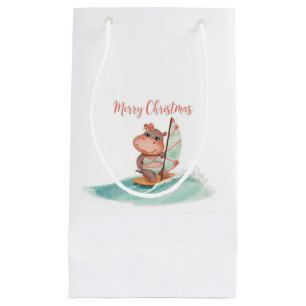Surfing Hippo Bikini Christmas Small Gift Bag