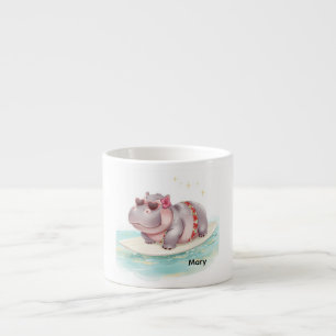 Surfing Hippo Bikini on surf board Espresso Cup