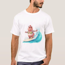 Surfing Hippo Christmas Bikini Hippo T-Shirt 