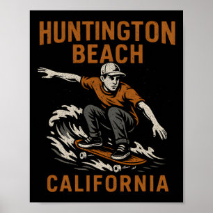 Surfing Huntington Beach California Vintage Mens B Poster