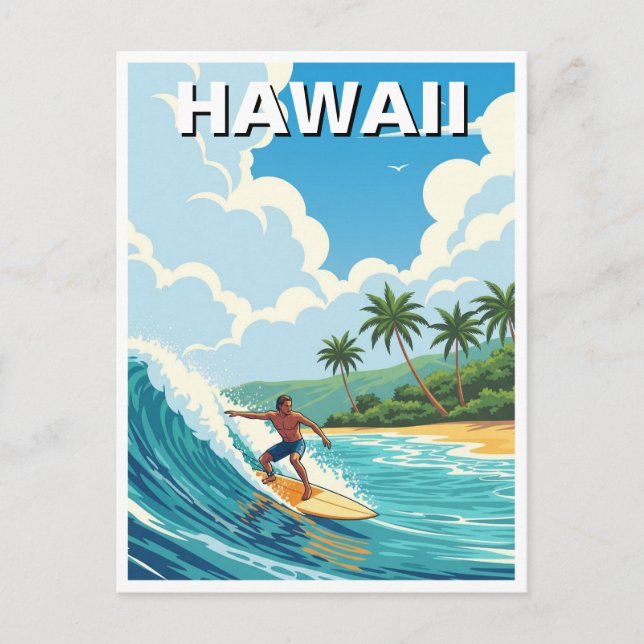 Surfing in Hawaii  Postcard (Front)