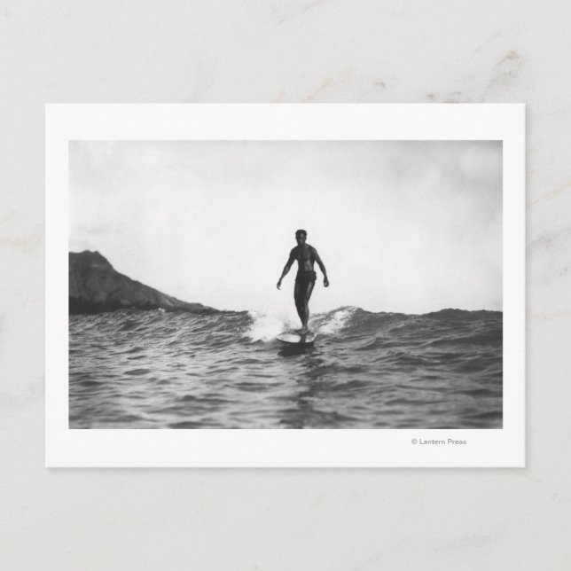 Surfing in Honolulu Hawaii Longboard Surfer Postcard (Front)