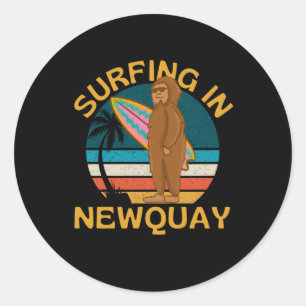 Surfing In Newquay Cornwall Bigfoot Classic Round Sticker