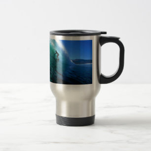 Surfing in the green tube South Africa paradise Travel Mug