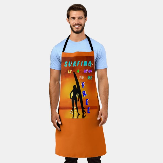 Surfing Is A Way To Be Free Apron (Worn)