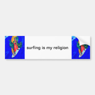 surfing is my religion bumper sticker