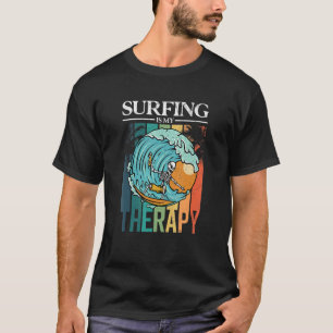 Surfing Is My Therapy  Retro 80s Skeleton Surf T-Shirt