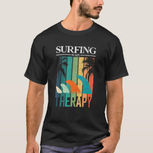 Surfing Is My Therapy  Retro Fins Surfboard T-Shirt