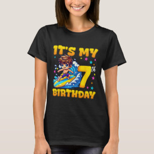 Surfing It's My 7th Birthday Boy 7 Years Old T-Shirt