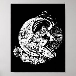 Surfing Jesus Vintage Distressed Poster