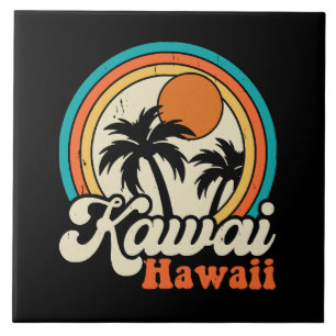 Surfing Kawaii Hawaii Ceramic Tile