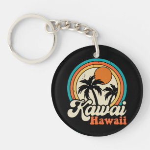 Surfing Kawaii Hawaii Key Ring