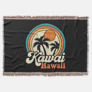 Surfing Kawaii Hawaii Throw Blanket