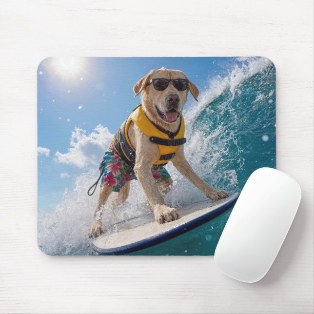 Surfing Labrador Retriever Mouse Pad (With Mouse)