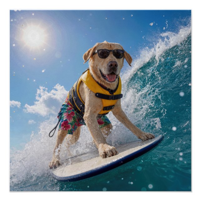 Surfing Labrador Retriever Poster (Front)