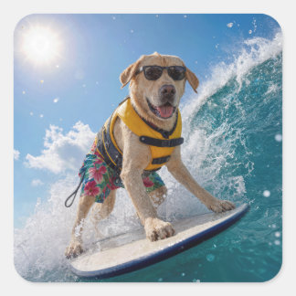 Surfing Labrador Retriever Square Sticker