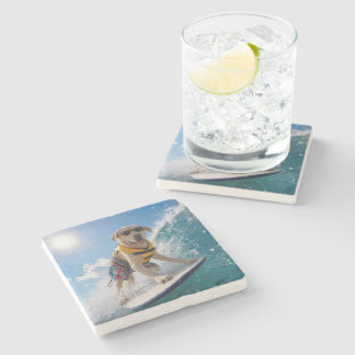 Surfing Labrador Retriever Stone Coaster