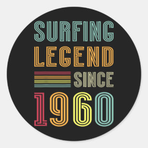 Surfing Legend 1960 65 Years Water Surf 65th Birth Classic Round Sticker